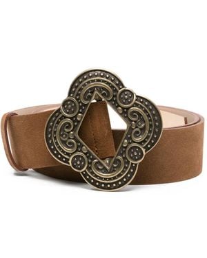 Ba&sh Binta Ornate-Buckle Suede Belt - Brown