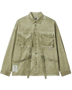 Izzue Strap-Detail Button-Up Shirt - Green