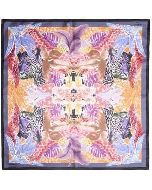 Lancel Jungle Print Silk Scarf - Roze