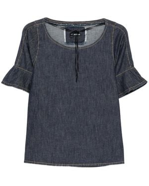 Susanne Bommer Contrast-Stitching Blouse - Blue