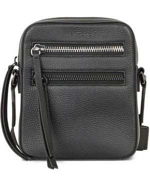 John Richmond Bolso Messenger De Piel Granulada Con Bolsillo Con Cremallera - Negro