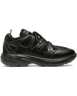 Officine Creative Mesh Leather Trainers - Black