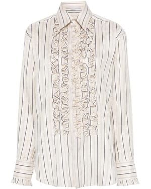 Stella McCartney Striped Ruffled Shirt - White