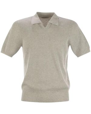 Brunello Cucinelli Ribbed-Knit Top - Grey