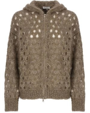 Brunello Cucinelli Cardigan mit Pailletten - Braun
