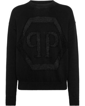 Philipp Plein Devoré-Logo Jumper - Black