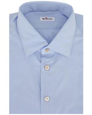 Kiton Point-Collar Button Shirt - Blue