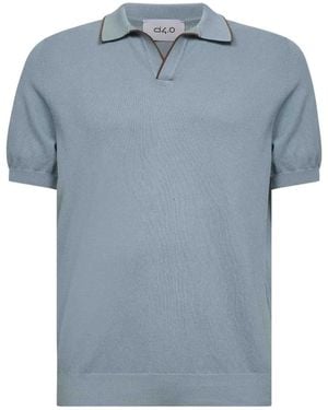 D4.0 Ribbed Trim Polo Shirt - Blue