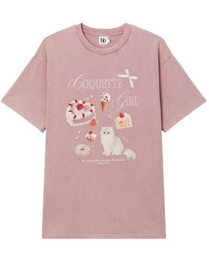 B+ AB Graphic-Print T-Shirt - Pink