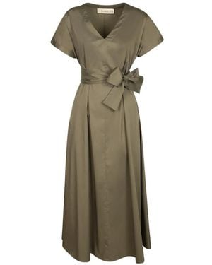 Blanca Vita Bow-Detail V-Neck Dress - Green