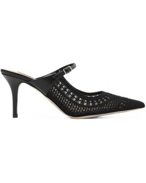 Arteana Trieste Crochet-Knit Pointed-Toe Mules - Black