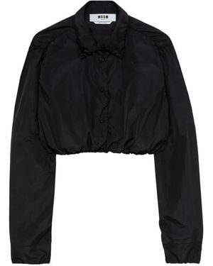 MSGM Gerafftes Cropped-Hemd - Schwarz