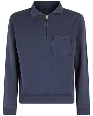 Fortela Half-Zip Cotton Polo Shirt - Blue