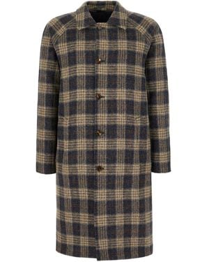 KIRED Checked Wool Reversible Coat - Gray