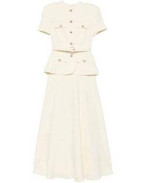 Self-Portrait Belted-Detail Button-Up Maxi Dress - White