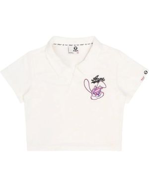 Aape By A Bathing Ape Bunny-Embroidered Cropped T-Shirt - White