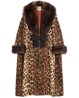 Valentino Garavani Spotted Shearling Bow Coat - Brown