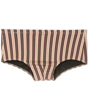 Amir Slama Costume Da Bagno A Righe - Marrone
