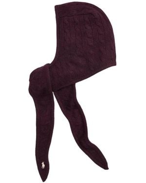 Polo Ralph Lauren Cable-Knit Pony-Embroidered Snood - Purple