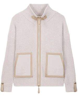 Max & Moi Gelaia Zip-Up Cardigan - Natural