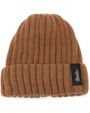 Borsalino Hill Ribbed-Knit Beanie Hat - Brown