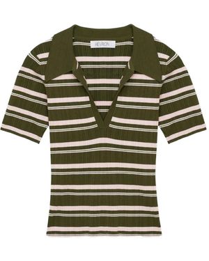 Hevron Daisy Striped Top - Green