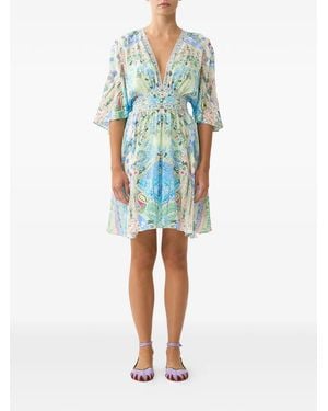 CAMILLA Floral-Print Mini Dress - Blue
