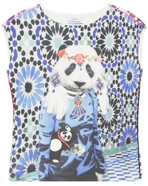 The Artistylist Panda-Print Geometric-Pattern Tank Top - Blue