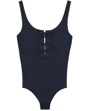 Prada Lace-Up Swimsuit - Blue