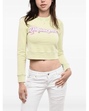 DSquared² Logo-Print Cropped Sweatshirt - White