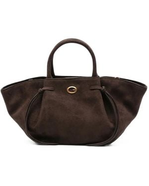 Guess Allegra Logo-Plaque Tote Bag - Brown