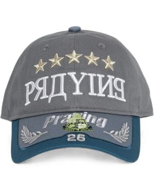 PRAYING Russian Logo-Embroidered Baseball Cap - Grey