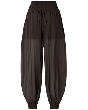 Pinko Smocked Semi-Sheer Flowing Pants - Black