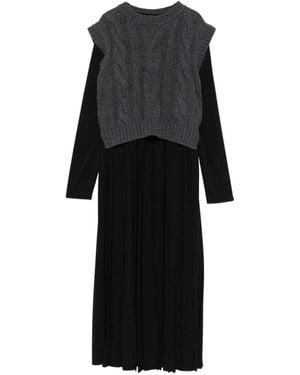 Weekend by Maxmara Cable-Knit Pleated Midi Dress - Black
