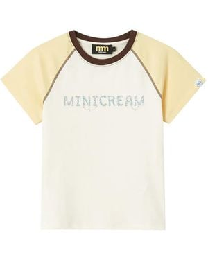Mini Cream Raglan-Sleeve Logo-Print T-Shirt - White
