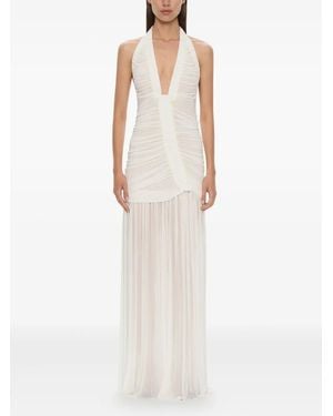 Christopher Esber Orion Halterneck Ruched Gown - White