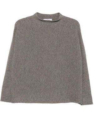 Amina Rubinacci Abaco Ribbed-Knit High-Neck Sweater - Gray