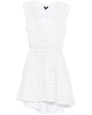 Maje V-Neck Stripe Mini Dress - White