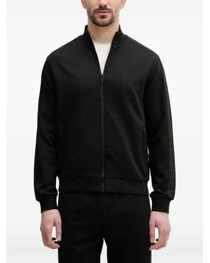 KARL LAGERFELD Logo-Tape Zip-Up Sweatshirt - Black