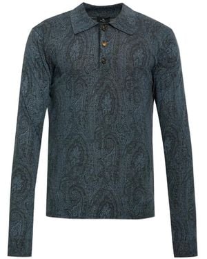 Etro Paisley-Print Polo Shirt - Blue