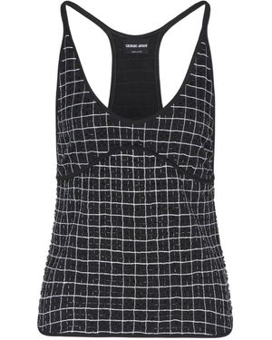 Giorgio Armani Checked Racerback Top - Black