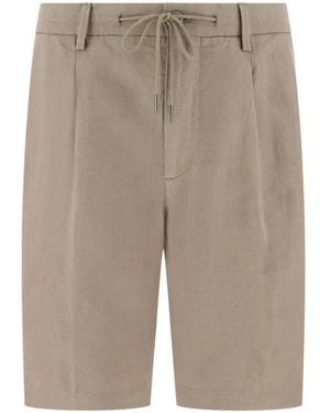 BOGGI Drawcord Linen Bermuda Shorts - Grey