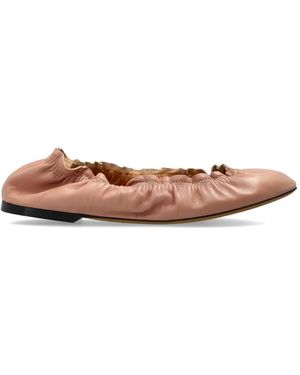 Odissi Ruched Leather Ballet Flats - Pink