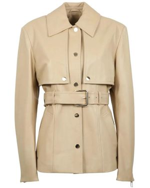 Sportmax Belted Leather Jacket - Natural