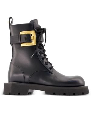Balmain Ranger Anthem Buckle-Strap Ankle Boots - Black