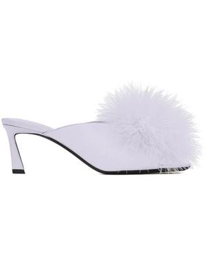 Saint Laurent Faux Fur-Detail Sandals - White