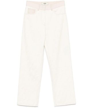 Fendi Jean À Motif Ff - Blanc