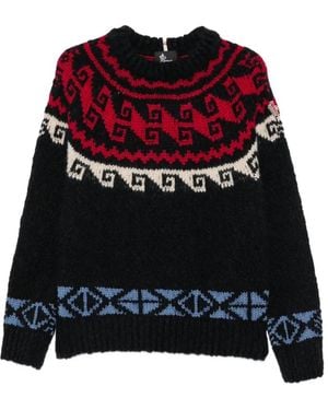 Moncler Geometric Jacquard-Knit Sweater - Red