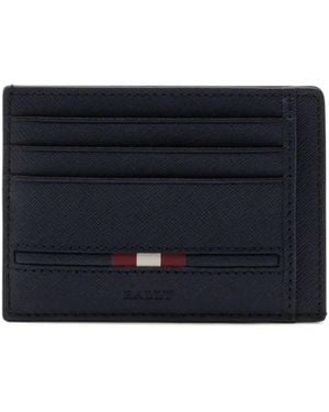 Bally Embossed Leather Card Holder - Blue