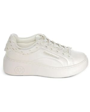 ARMANI EXCHANGE Logo-Print Platform Sneakers - White